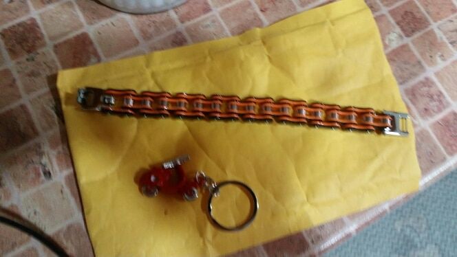 Customer photo review of Cycolinks Punk Orange Mens Bike Chain Bracelet