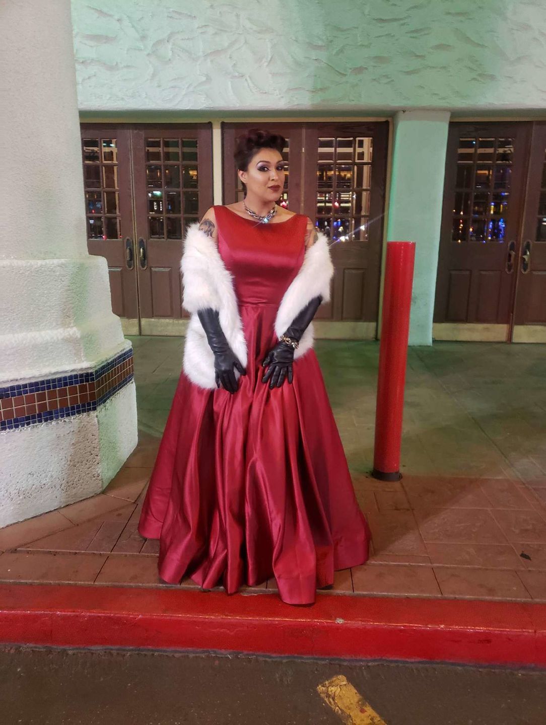 Customer photo review of Opera Gloves in Black Faux Leather