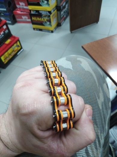 Customer photo review of Cycolinks Punk Orange Mens Bike Chain Bracelet