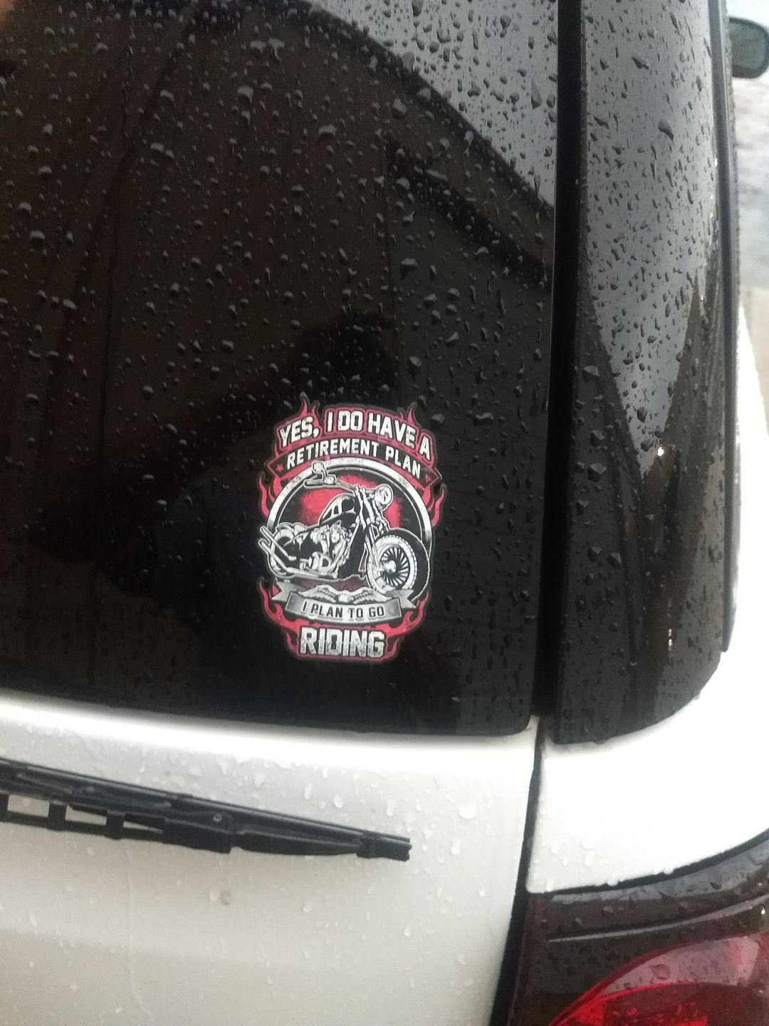 Customer photo review of Yes, I Do Have a Retirement Plan 4" Decal