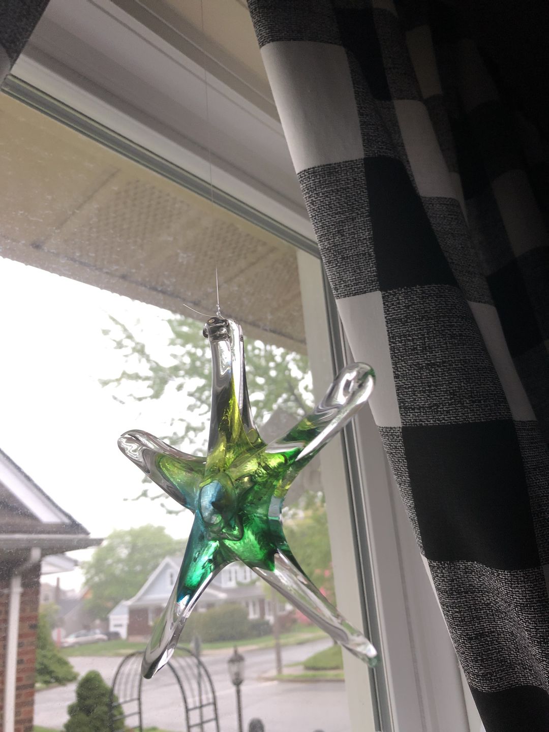 Customer photo review of Dichroic Starfish Suncatcher with Infused Cremains