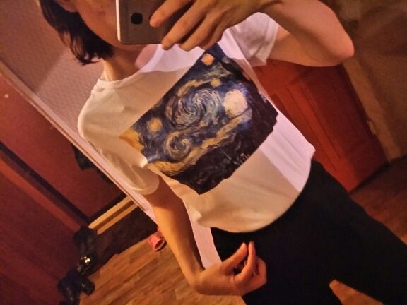 Customer photo review of Starry night printed tshirt