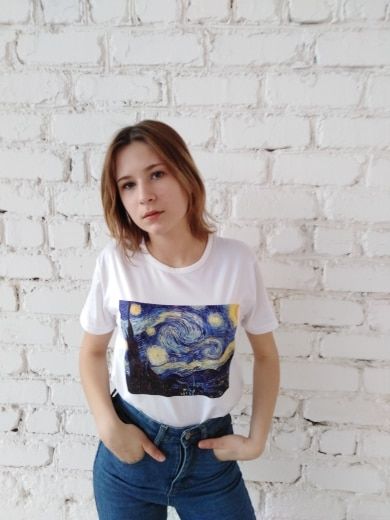Customer photo review of Starry night printed tshirt