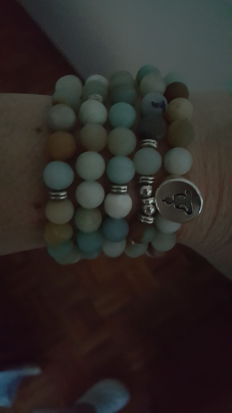 Customer photo review of 108 Natural Matte Amazonite Stone Mala Prayer Beads