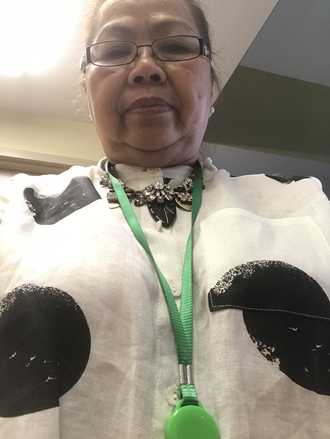 Customer photo review of Plus Size - Polka Dot Cotton Linen Stand Collar T-shirt