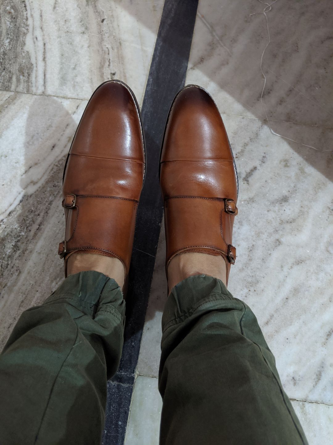 Customer photo review of Double Monk Straps Cap toe - Brown