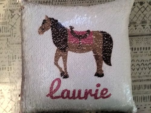 horse sequin pillow