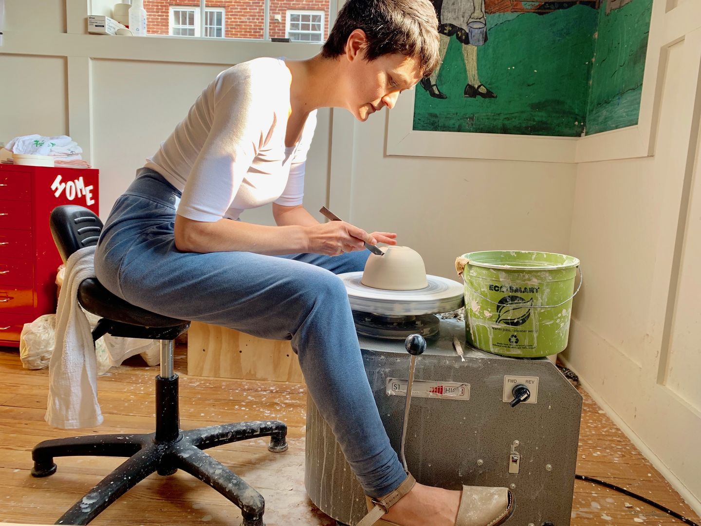 Customer photo review of Stonewash Extra Long Slouchy Pants