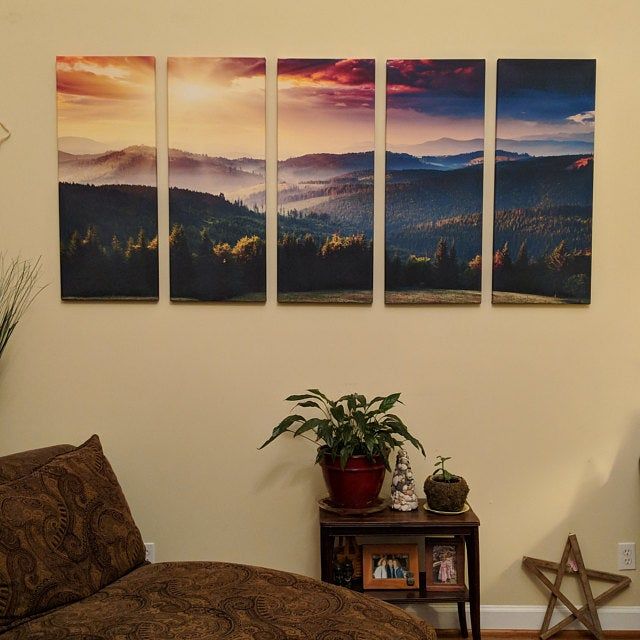 Customer photo review of Mountain and Sunset Wall Art Canvas Print