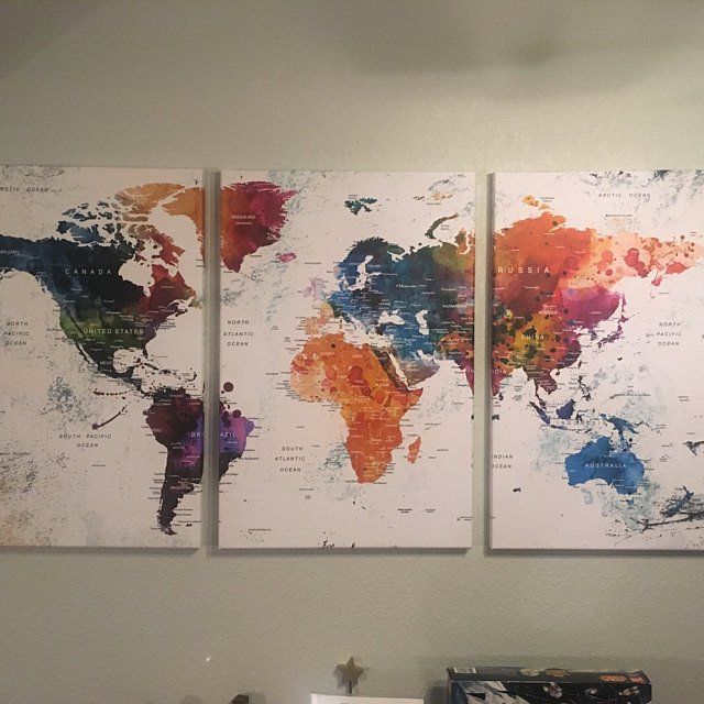 Customer photo review of Modern Unique Large Wall Art World Map Canvas Print
