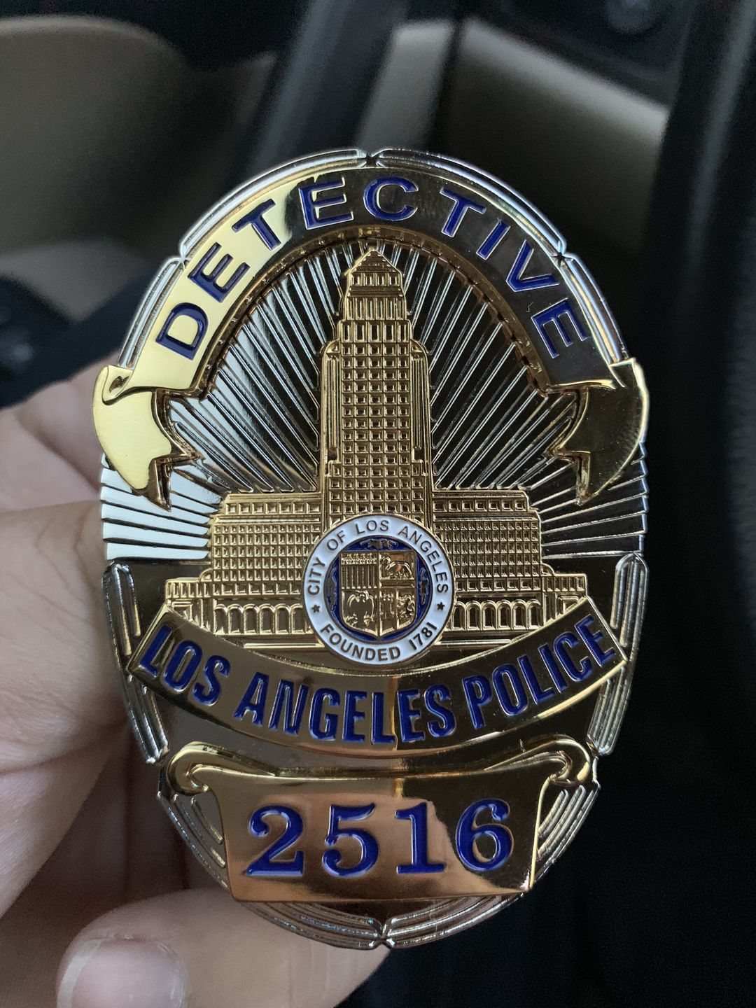 Customer photo review of LAPD Los Angeles Police Detective Badge Solid Copper Replica Movie Props With Number 2516