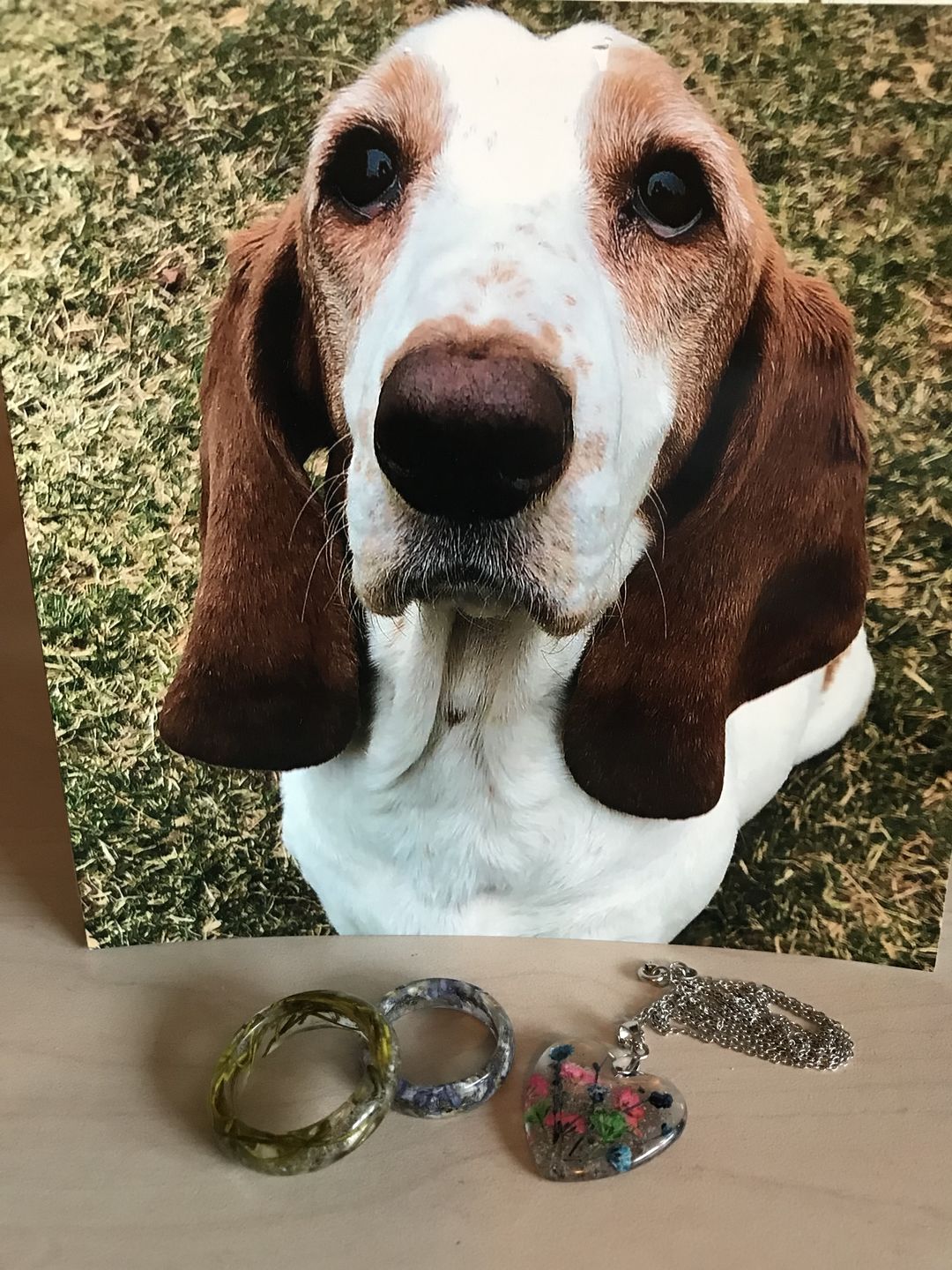 Customer photo review of Flower Heart Necklace with Real Flower and Cremains