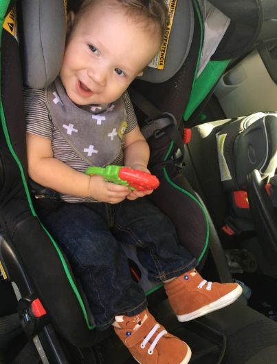 Customer photo review of Organic Baby Bandana Bibs