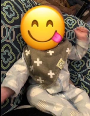 Customer photo review of Organic Baby Bandana Bibs