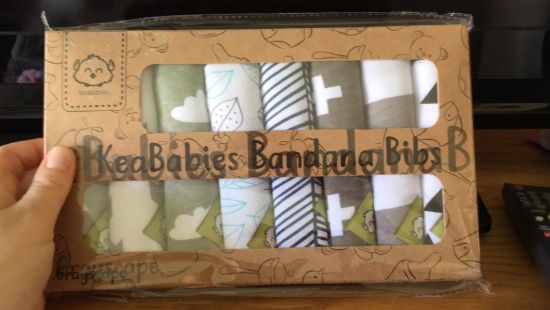 Customer photo review of Organic Baby Bandana Bibs