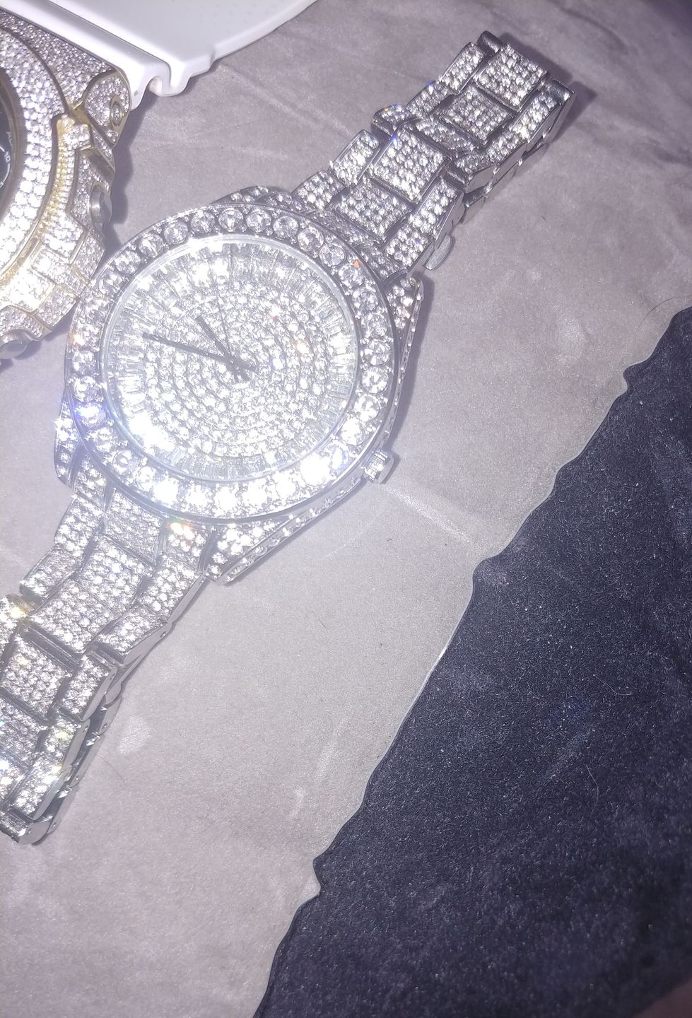 Customer photo review of Rhodium 41MM Big Face Iced Out Watch