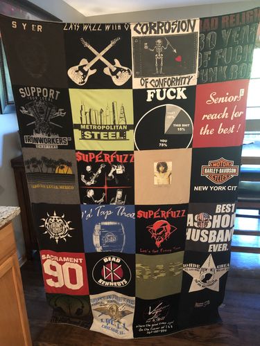 T-shirt quilt from senior high school by Renee from WI
