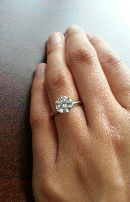 Customer photo review of S925 Moissanite/ Simulated Diamond 2.0 Carat Round Cut Solitaire Engagement Ring In Sterling Silver