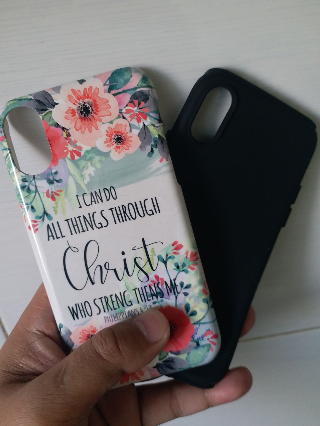 Customer photo review of I can do all things through Christ Philippians 4:13 phone case