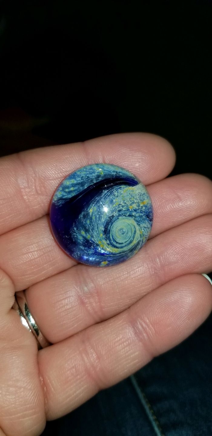 Customer photo review of Night Swirl Worry Stone with Infused Cremation Ashes
