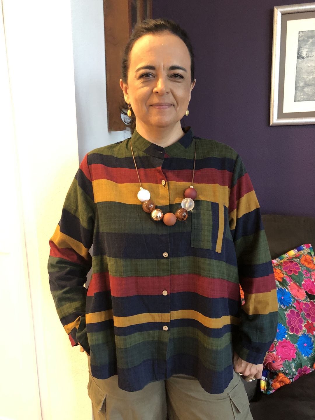 Customer photo review of Plus Size - Vintage Striped Long Sleeve 100%Cotton Shirt