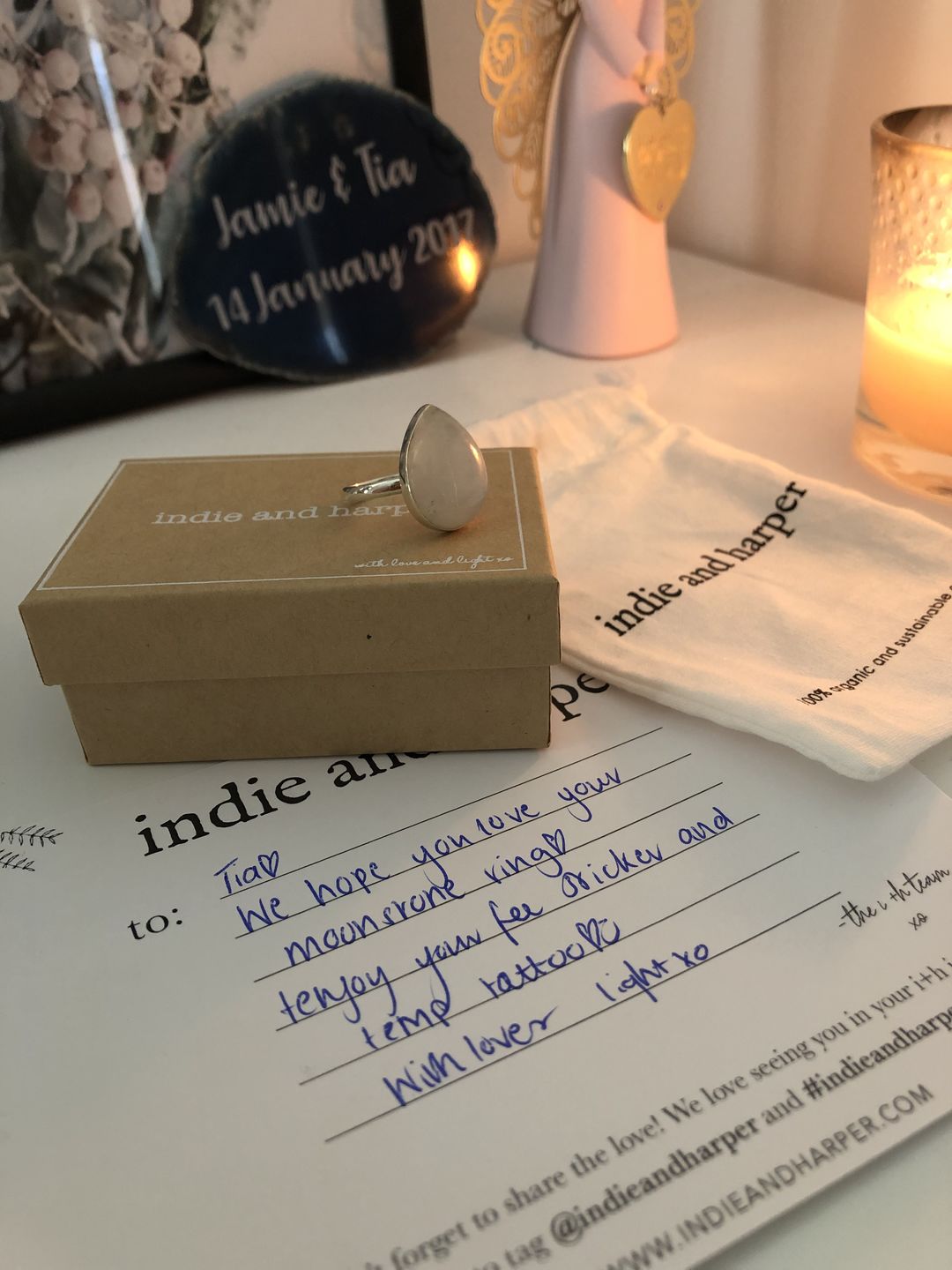 Customer photo review of Rain Drop Moonstone Ring