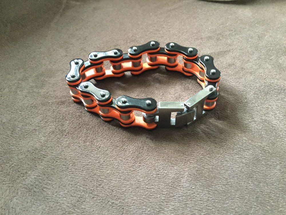 Customer photo review of Cycolinks Punk Orange Mens Bike Chain Bracelet