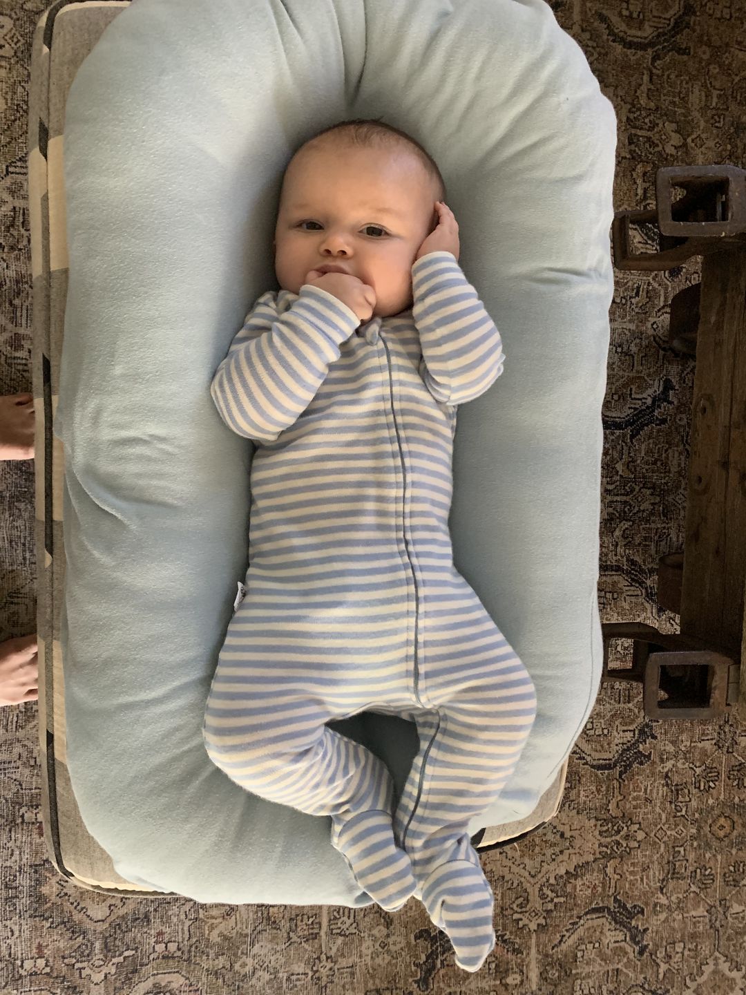Customer photo review of Footie Pajamas, Merino Wool, Blue