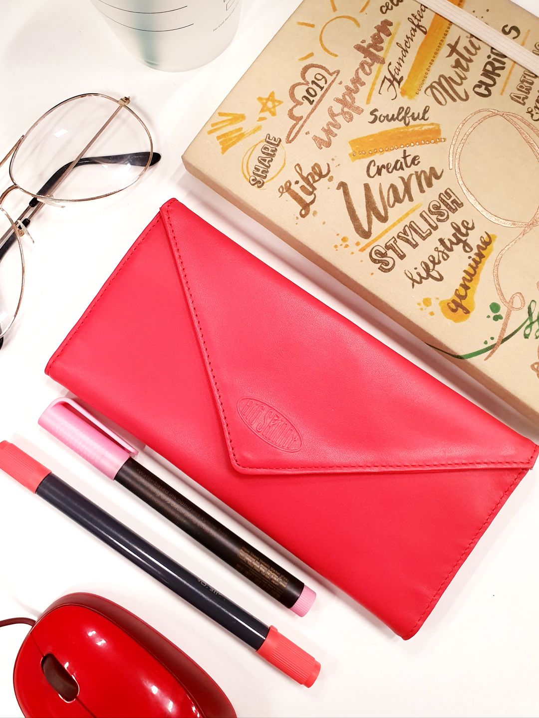 Customer photo review of Leather Slimvelope Coral Pink