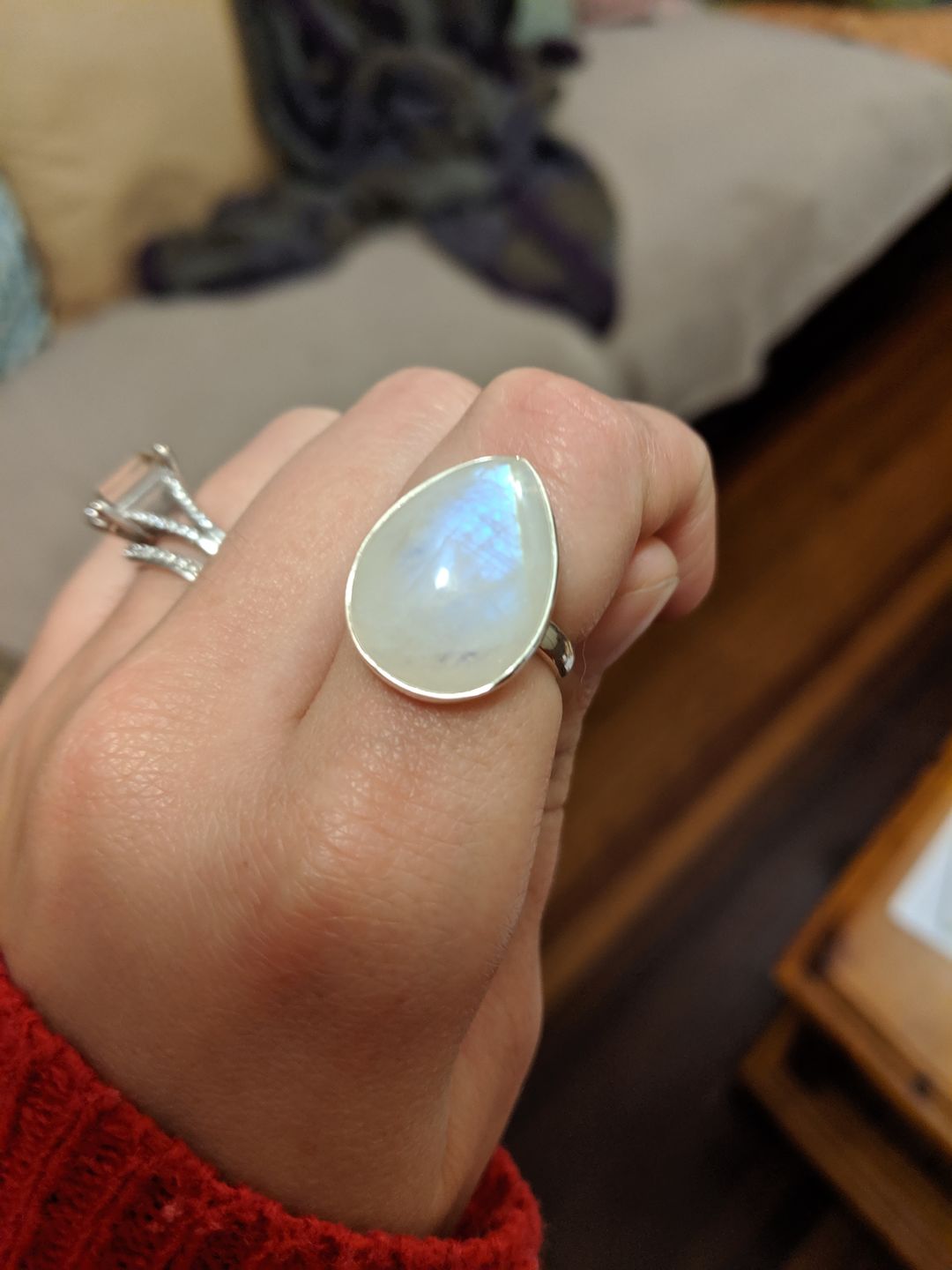 Customer photo review of Rain Drop Moonstone Ring
