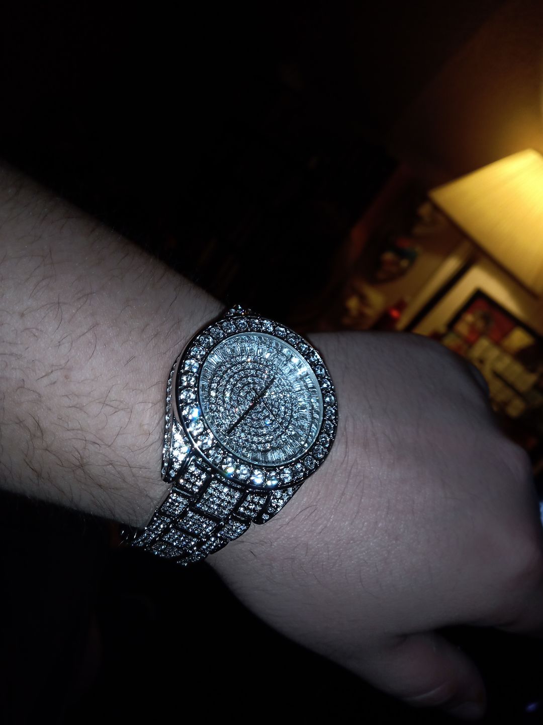 Customer photo review of Rhodium 41MM Big Face Iced Out Watch