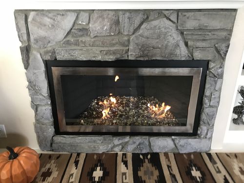 Customer photo review of Original Moderne Masonry Steel Fireplace Glass Door - Custom