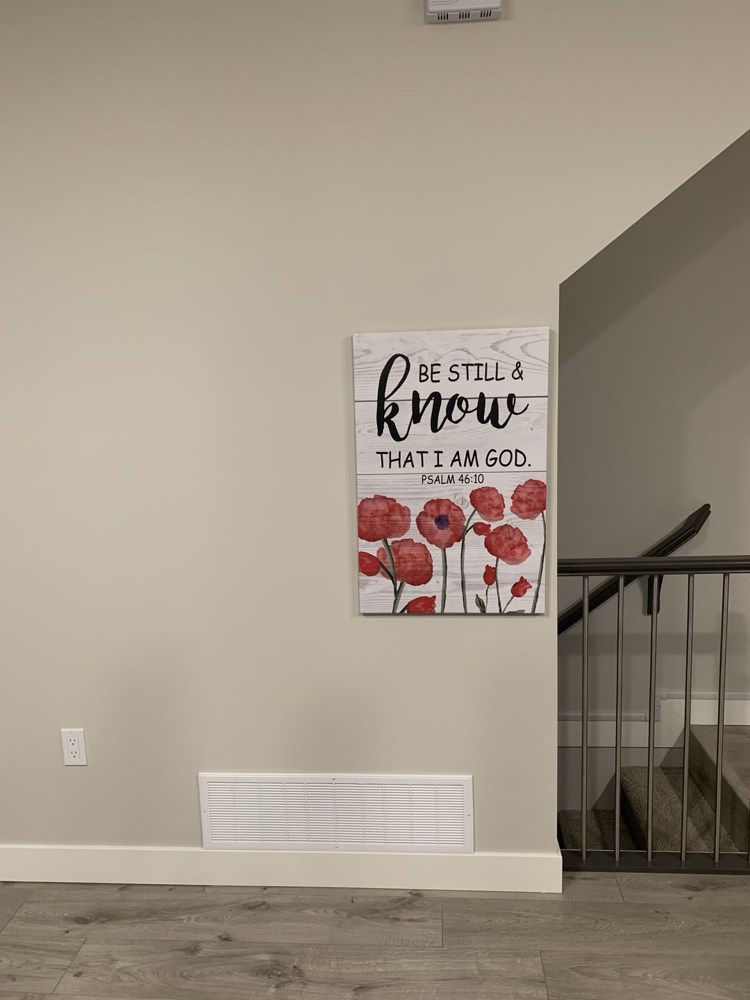 Customer photo review of Be Still and Know That I Am God Psalm 46:10, Poppy Field, Wall Art Canvas