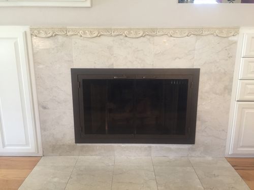 Customer photo review of Carolina Masonry Steel Fireplace Glass Door - Custom