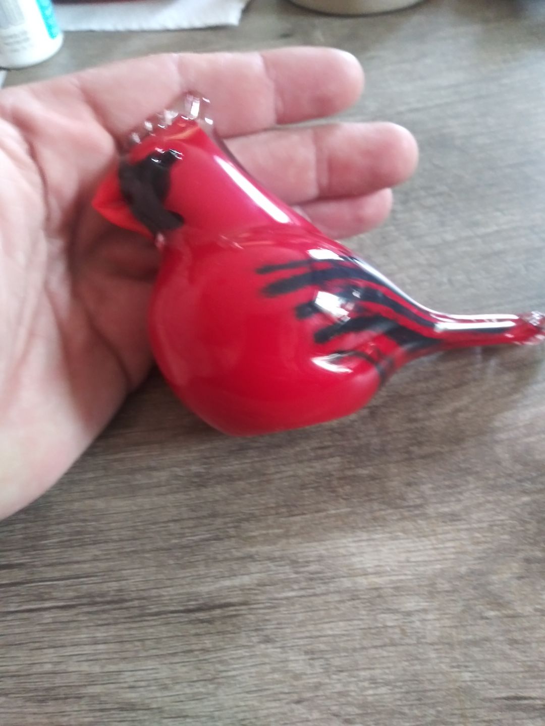 Customer photo review of Glass Cardinal with Infused Cremation Ashes