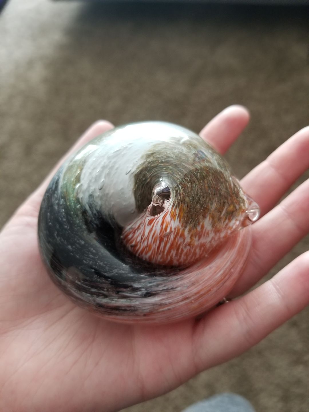 Customer photo review of Calico Sleeping Cat with Infused Cremation Ashes