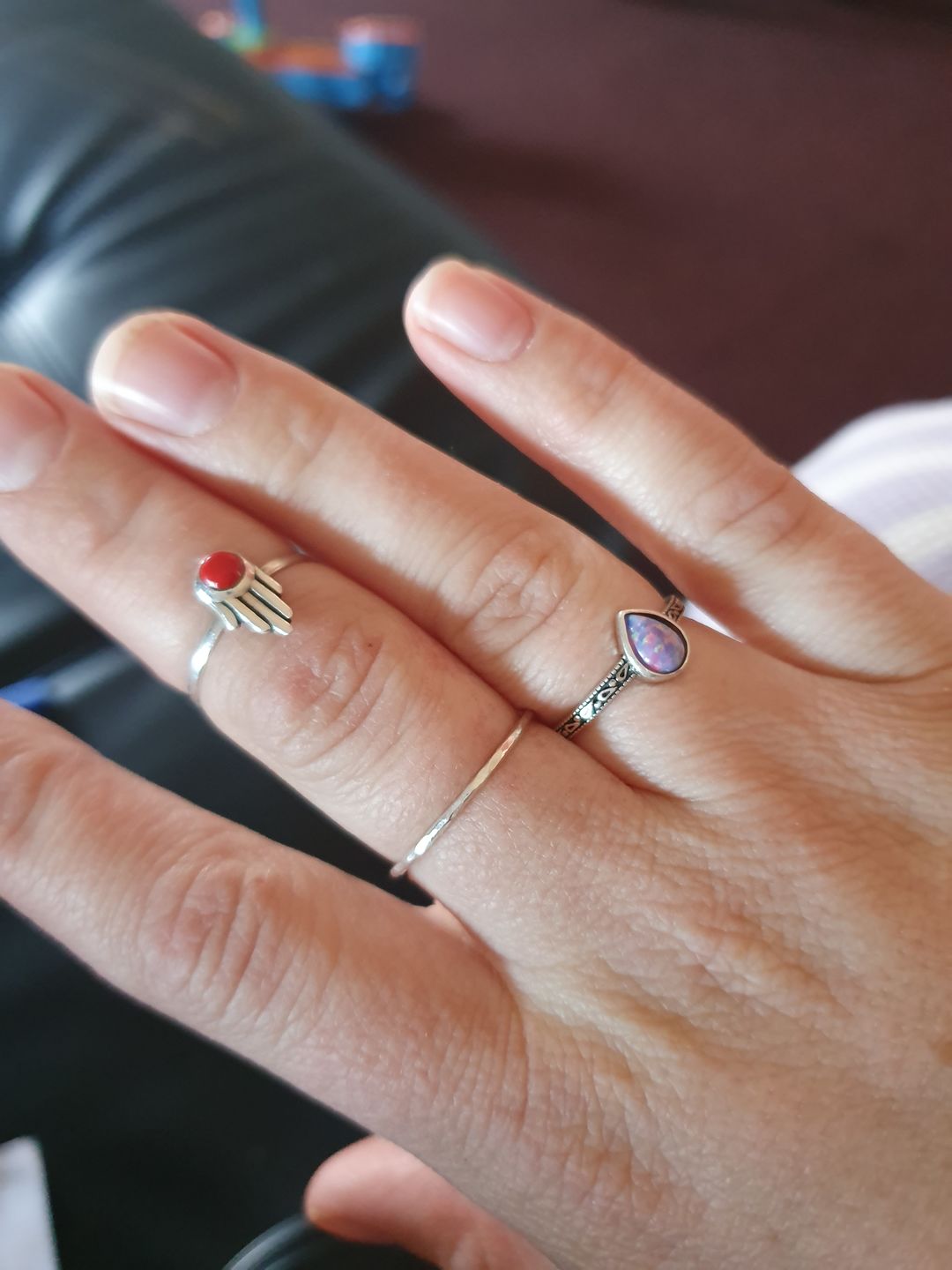 Customer photo review of Purple Tear Drop Opal Ring