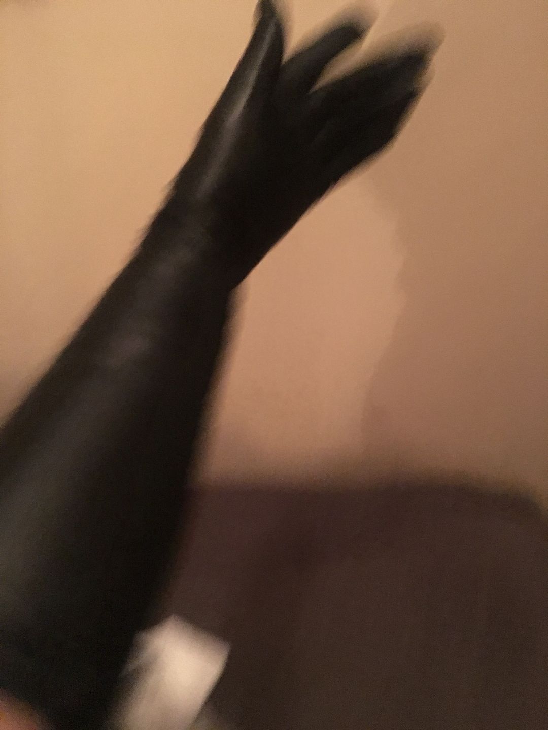 Customer photo review of Opera Gloves in Black Faux Leather