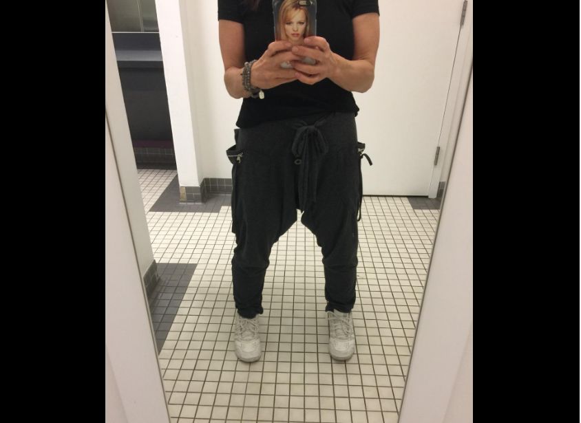 Customer photo review of Cyberpunk Harem Pants Women & Men Charcoal
