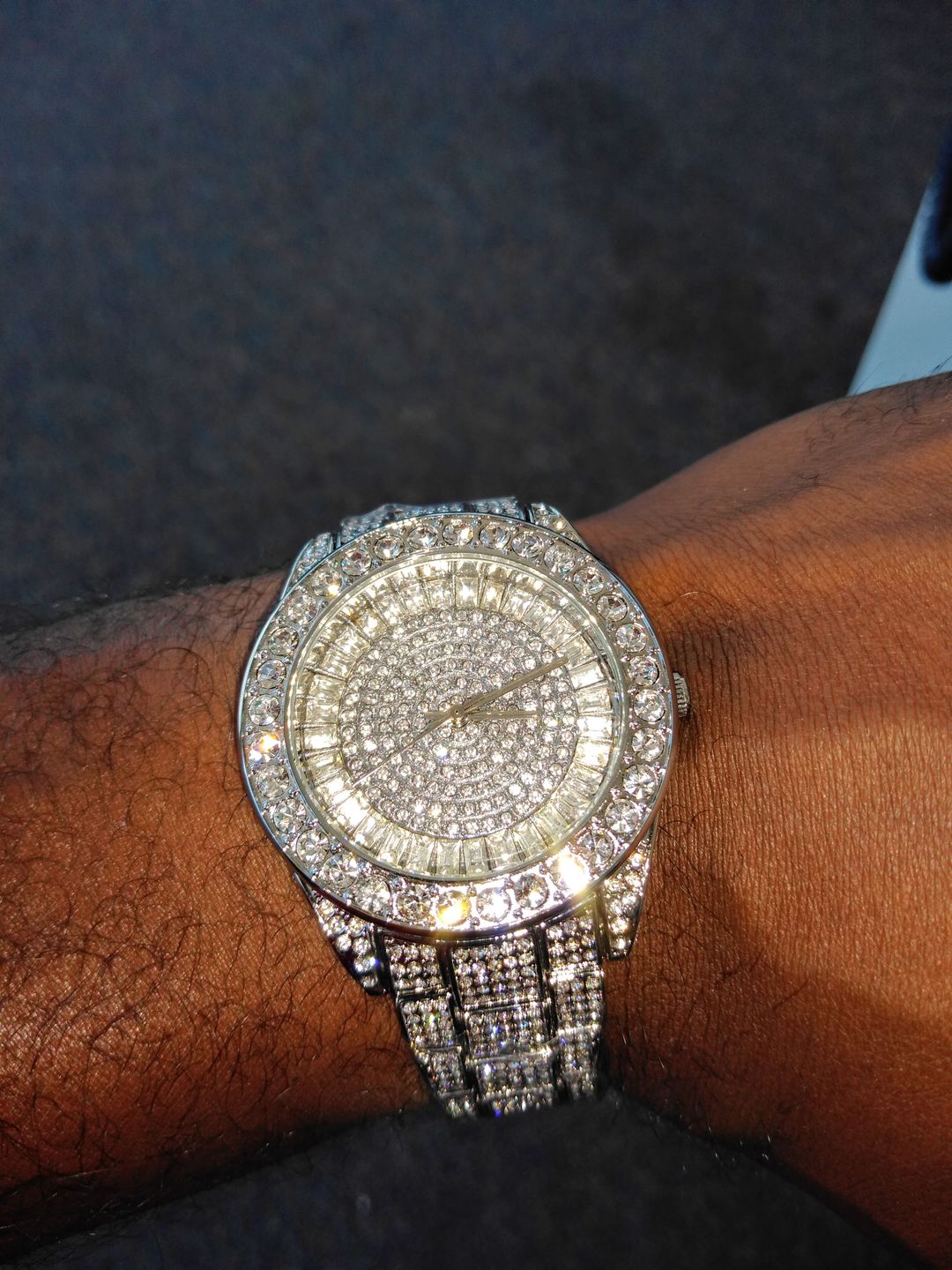 Customer photo review of Rhodium 41MM Big Face Iced Out Watch