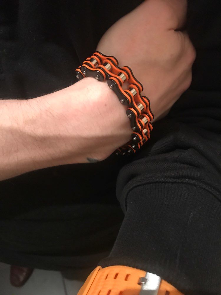 Customer photo review of Cycolinks Punk Orange Mens Bike Chain Bracelet