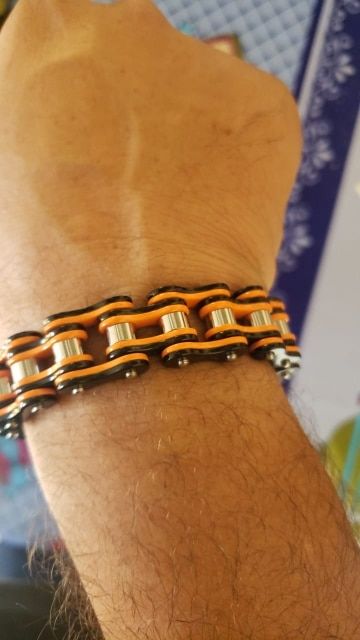 Customer photo review of Cycolinks Punk Orange Mens Bike Chain Bracelet