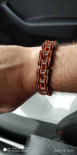 Customer photo review of Cycolinks Punk Orange Mens Bike Chain Bracelet