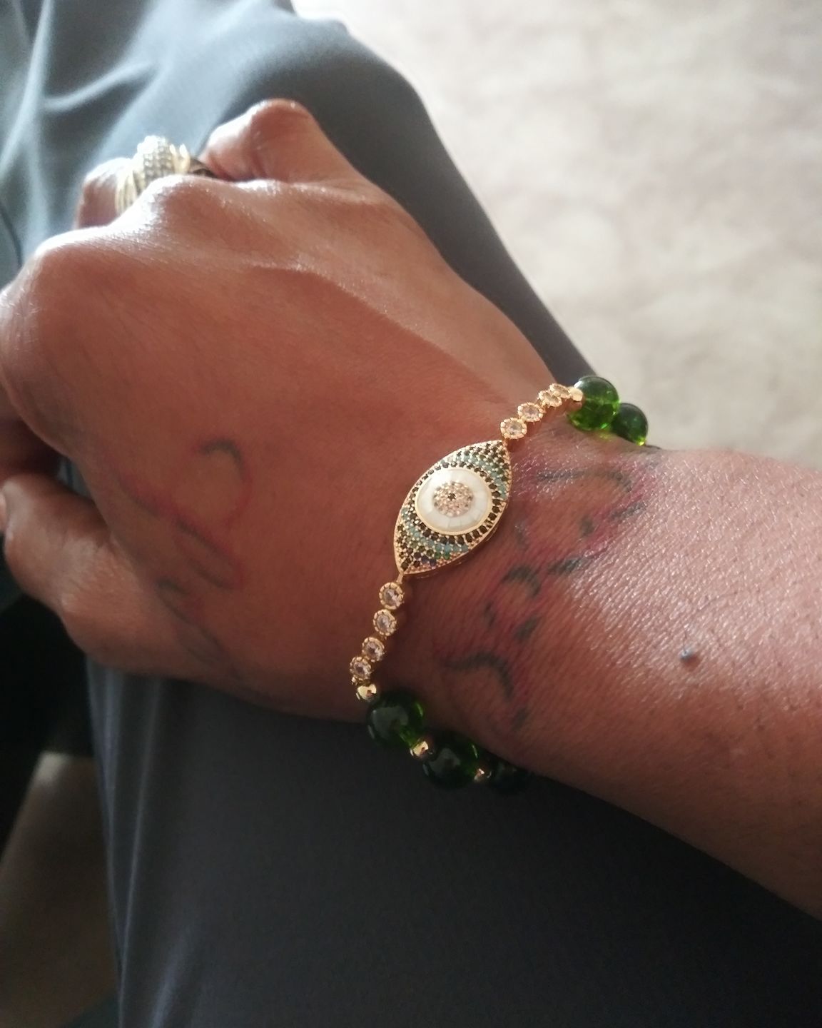 Customer photo review of Natural Peridot Abundance Bracelet