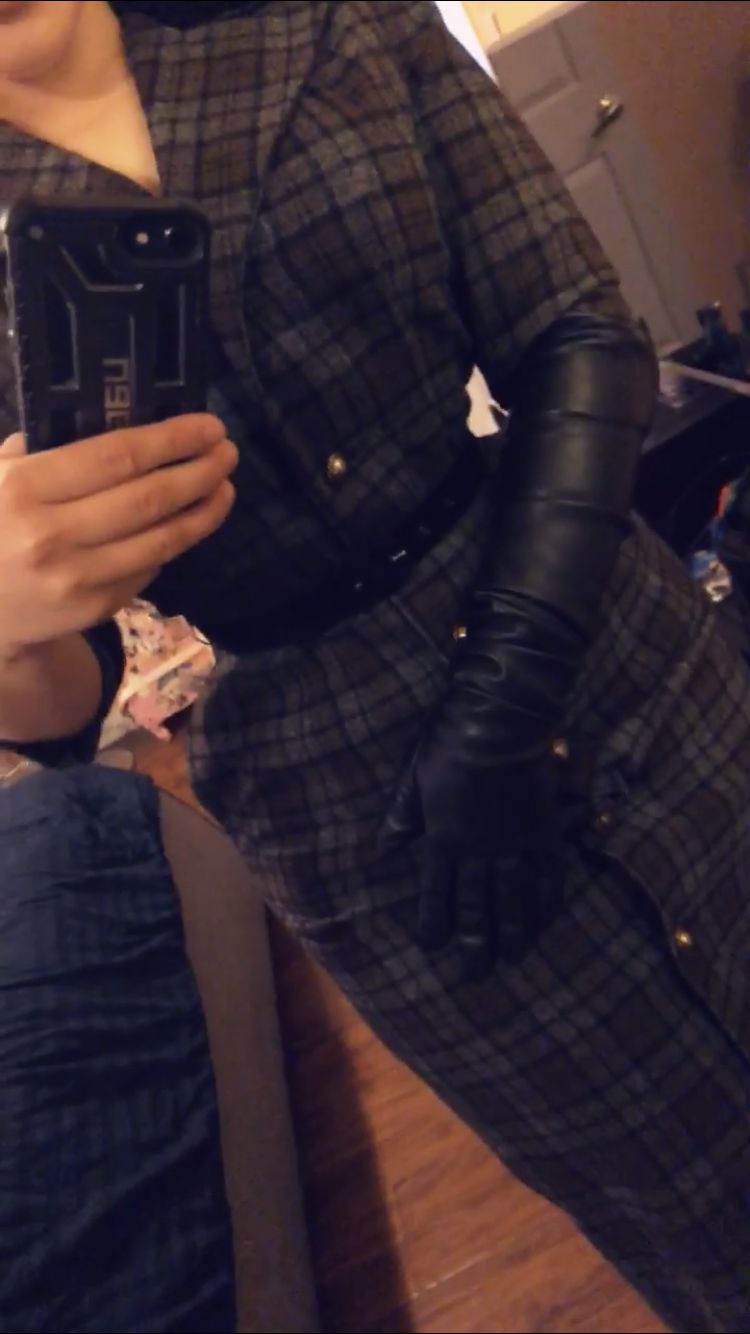 Customer photo review of Opera Gloves in Black Faux Leather