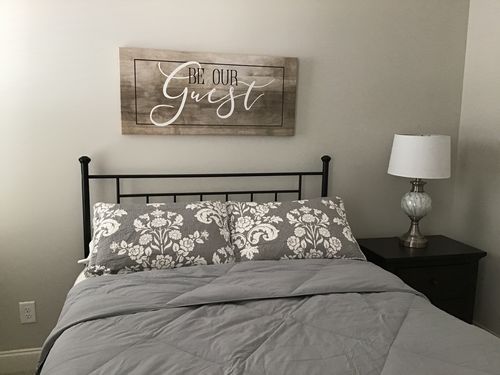 Bedroom Wall Art Be Our Guest V2 Wood Frame Ready To Hang Sense Of Art