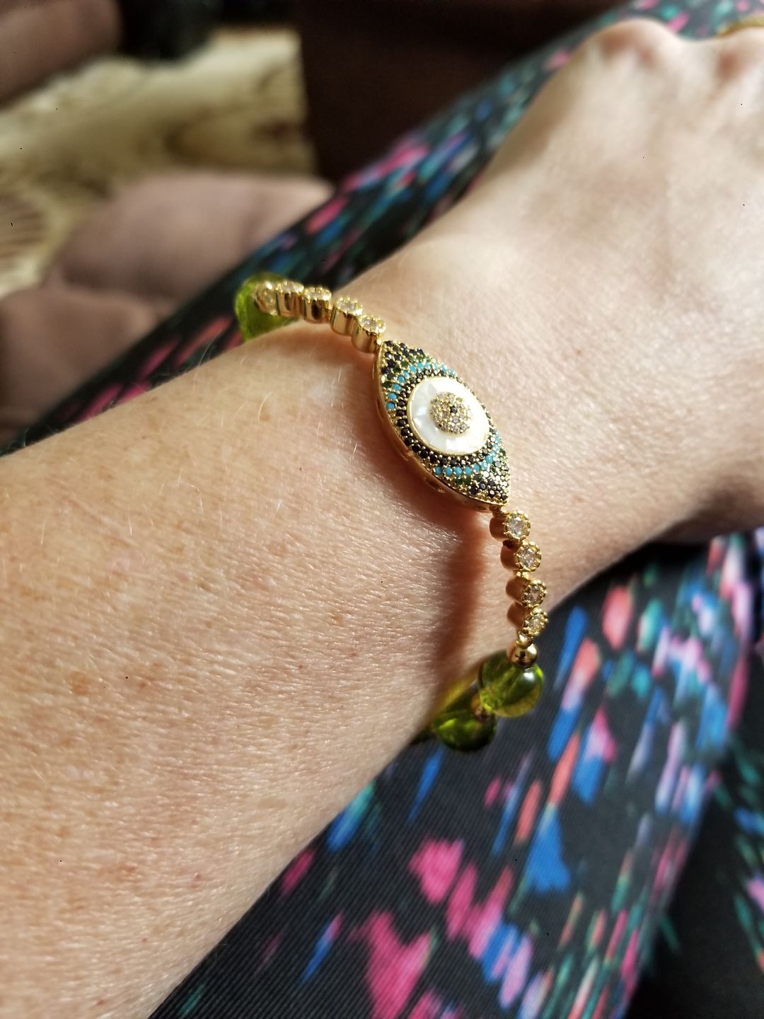 Customer photo review of Natural Peridot Abundance Bracelet