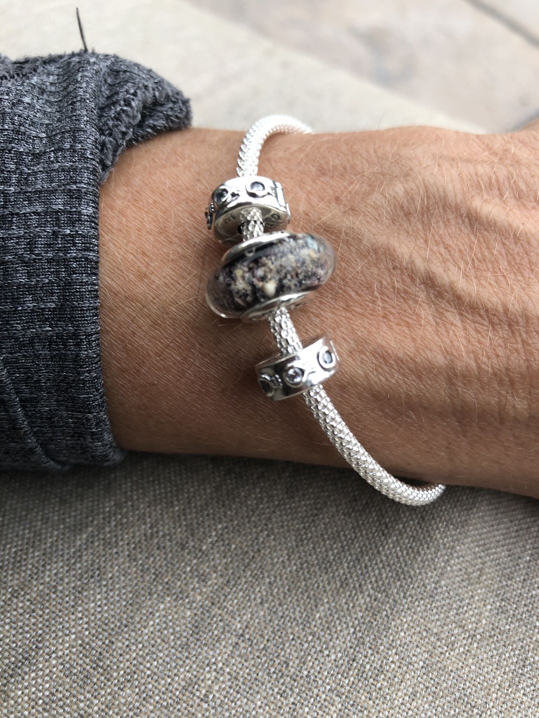 Customer photo review of Glass Cremation Bead - Pandora Compatible