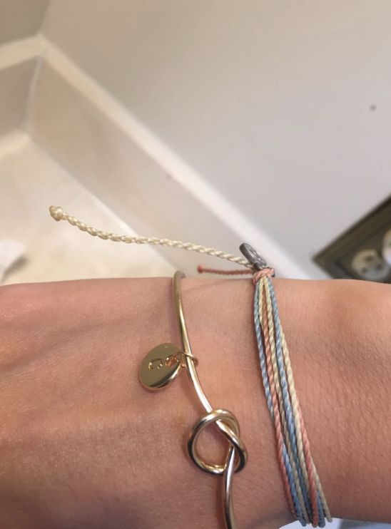 Customer photo review of AC Coin Initial Bangle Bracelet