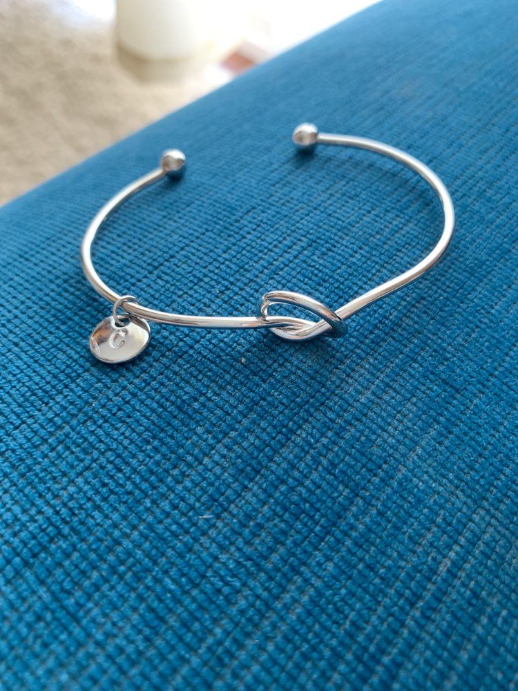 Customer photo review of AC Coin Initial Bangle Bracelet
